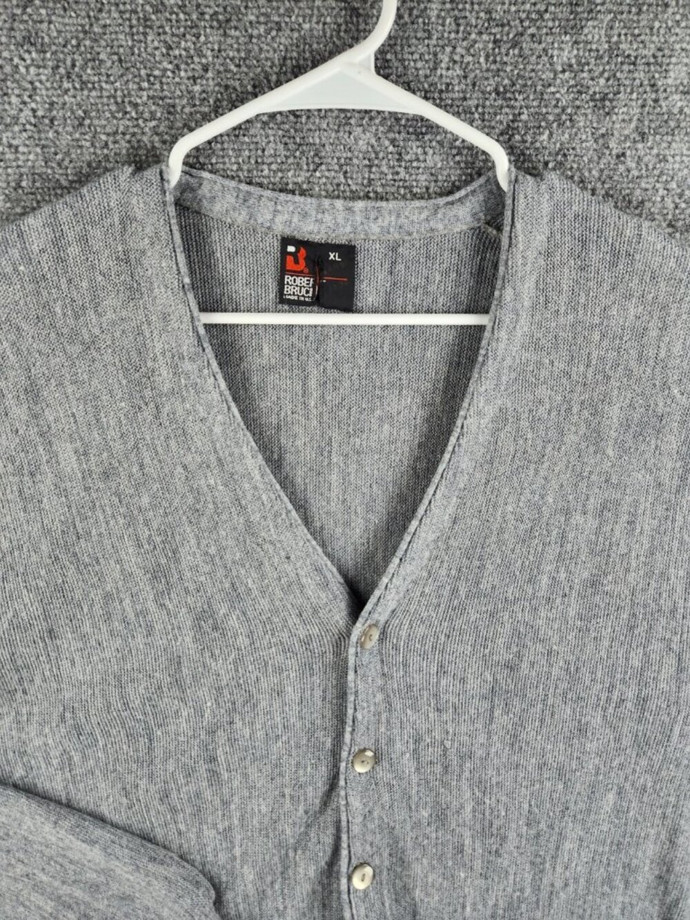 VTG Robert Bruce Sweater Gray Cardigan XL USA Union Made Orlon Acrylic Adult